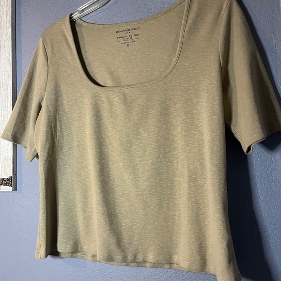 Banana Republic Square Neck Top Women’s XL Organic Cotton T-Shirt Tan Scoop - Picture 4 of 8